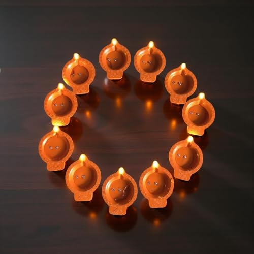 AYUNIX Water Sensor Led Diyas E-Diya, No-Oil, No-Electricity Warm Orange Ambient Lights, Battery Operated Led Candles for Home Decor, Festivals Decoration Diwali Lights (Pack of 12) - Image 4