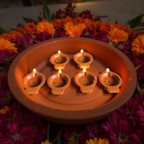 AYUNIX Water Sensor Led Diyas E-Diya, No-Oil, No-Electricity Warm Orange Ambient Lights, Battery Operated Led Candles for Home Decor, Festivals Decoration Diwali Lights (Pack of 12) - Image 5