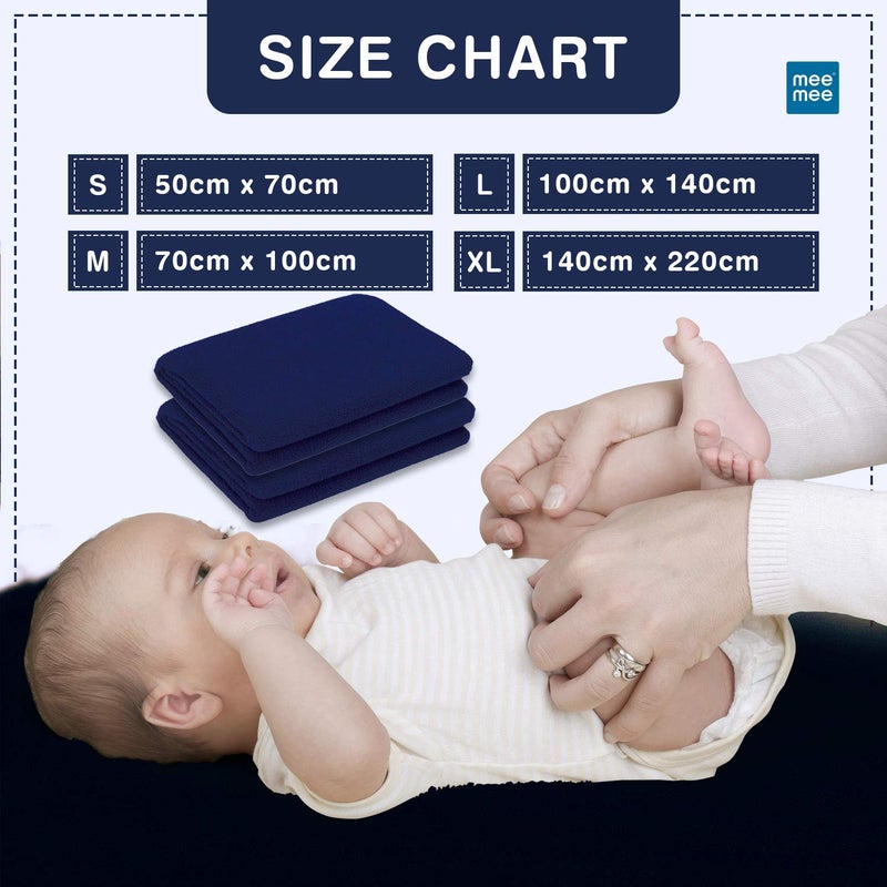 mee mee Mee Mee Reusable Water Proof Cotton Bed Protector Sheet/Extra Absorbent Mat/Dry Sheets/Urine Sheet/Dry Mat(Small, Navy Blue)(50CmX70Cm) - Image 5