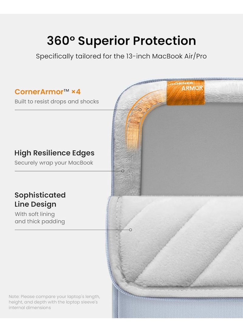 Tomtoc Defender-A13 360 Case for 13 Inch MacBook Air M4/A3240 2025, M3/A3113, M2/A2681 M1/A2337 2022-2018, 13 Inch MacBook Pro M2/A2686 M1/A2338 2022-2016, Water-Repellent Shockproof Full Protection Eco-Friendly Laptop Sleeve - Image 2