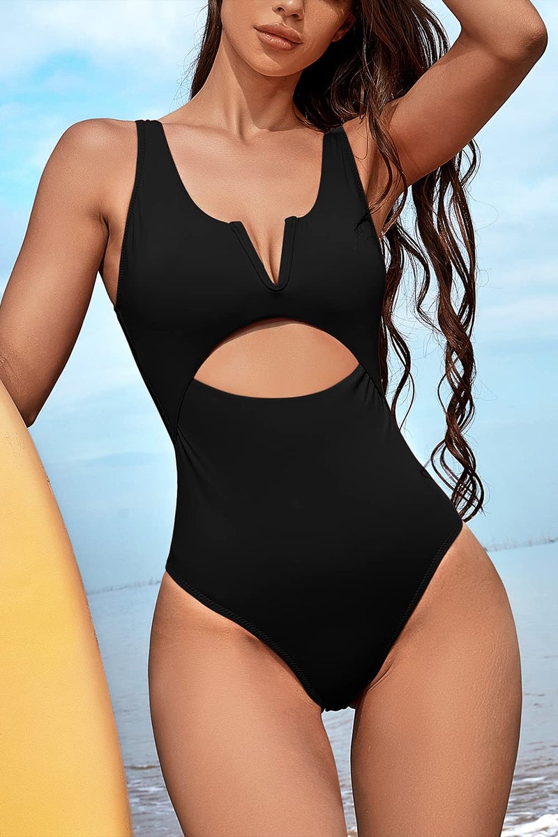 Meyeeka One Piece Swimsuit Women Tummy Control Bathing Suit High Waisted Bathing Suits for Women XL Black - Image 4