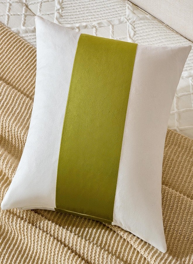 AmHoo Pack of 2 Velvet Panel Cotton Pillow Covers Decorative Pillowcase Cushion for Couch Sofa Bedroom 18 x 18-Inch Spinach Green - Image 4