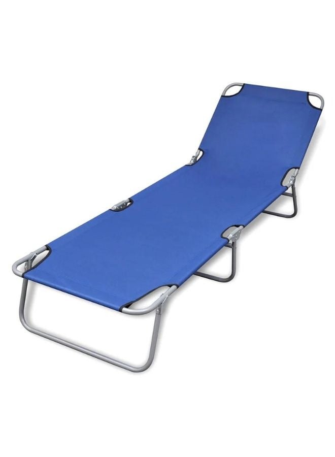 vidaxl vidaXL Folding Sun Lounger Powder-coated Steel Blue  - Image 1