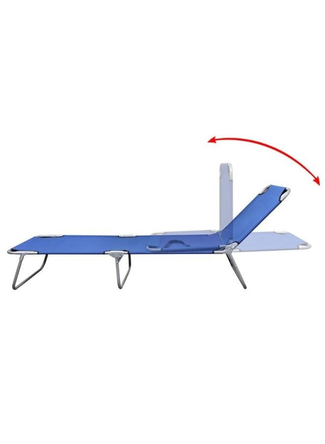 vidaxl vidaXL Folding Sun Lounger Powder-coated Steel Blue  - Image 2