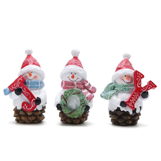 3 PIECES HANDMADE SNOWMAN FIGURINES XMAS SNOWMAN DECORATIONS FOR CHRISTMAS PARTY OR GIFT
