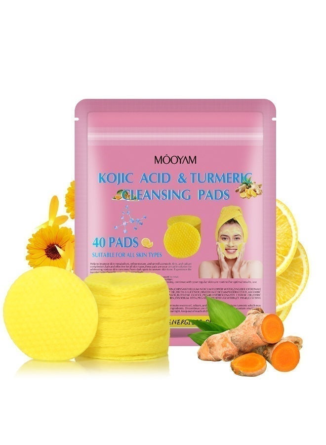 MOOYAM Kojic Acid and Turmeric Cleansing Pads 90 Pcs for Face and Body Dark Spot Treatment Reduces Hyperpigmentation and Evens Skin Tone Gently Exfoliates and Refines Pores - Image 3