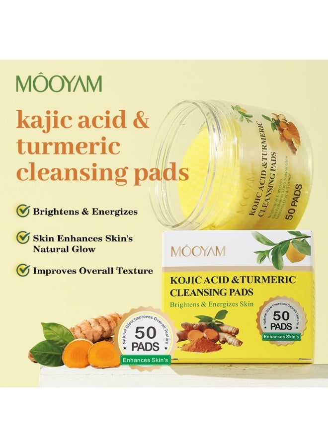 MOOYAM Kojic Acid and Turmeric Cleansing Pads 90 Pcs for Face and Body Dark Spot Treatment Reduces Hyperpigmentation and Evens Skin Tone Gently Exfoliates and Refines Pores - Image 4