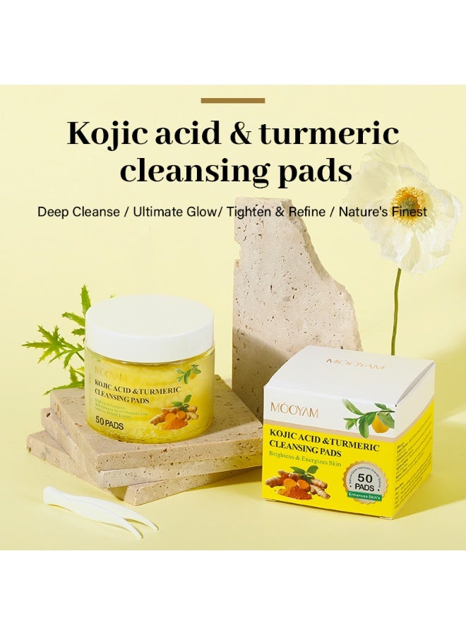 MOOYAM Kojic Acid and Turmeric Cleansing Pads 90 Pcs for Face and Body Dark Spot Treatment Reduces Hyperpigmentation and Evens Skin Tone Gently Exfoliates and Refines Pores - Image 5