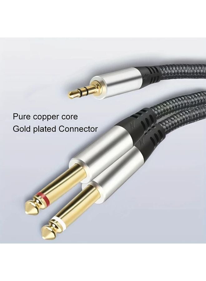 5m 3.5mm TRS to Dual 6.35mm TS Mono Y Splitter Audio Cable - Image 5