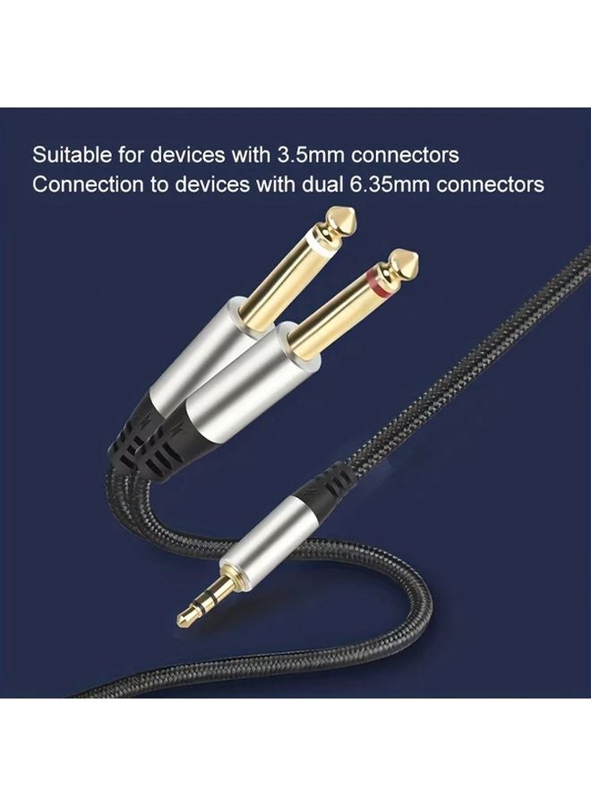 5m 3.5mm TRS to Dual 6.35mm TS Mono Y Splitter Audio Cable - Image 2
