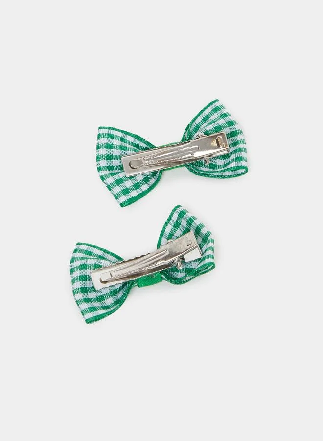 ستايلي Styli Green Checked Bow Hair Clip