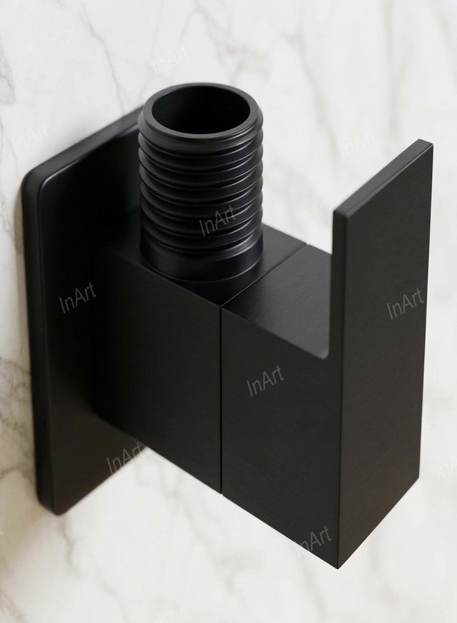 InArt Wall Mounted Brass Angle Valve for Bathroom & Kitchen | Angle Stop Cock with Wall Flange | 80x40x48mm, Black Finish - 5 Year Warranty - Image 5