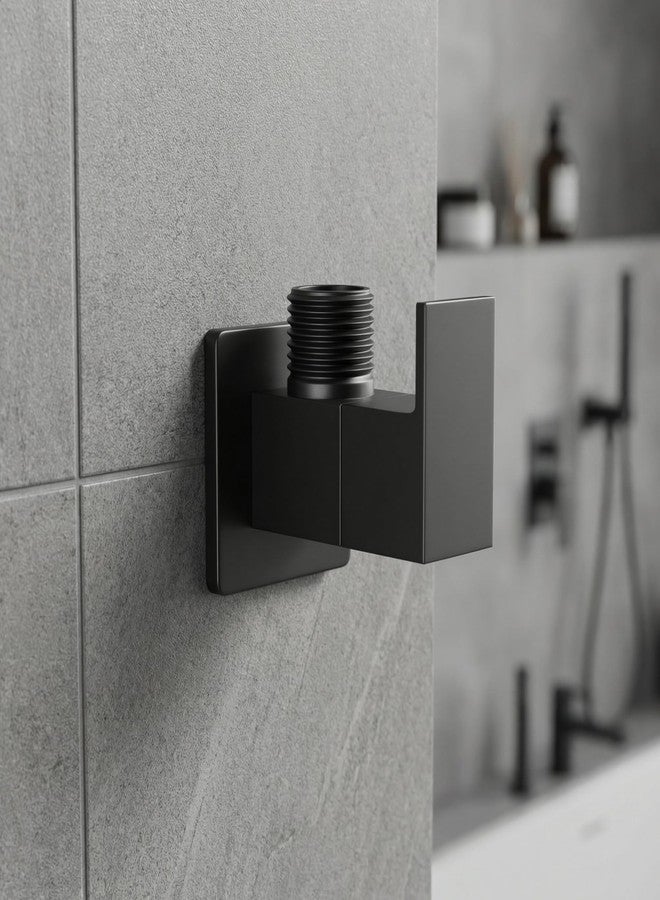 InArt Wall Mounted Brass Angle Valve for Bathroom & Kitchen | Angle Stop Cock with Wall Flange | 80x40x48mm, Black Finish - 5 Year Warranty - Image 1