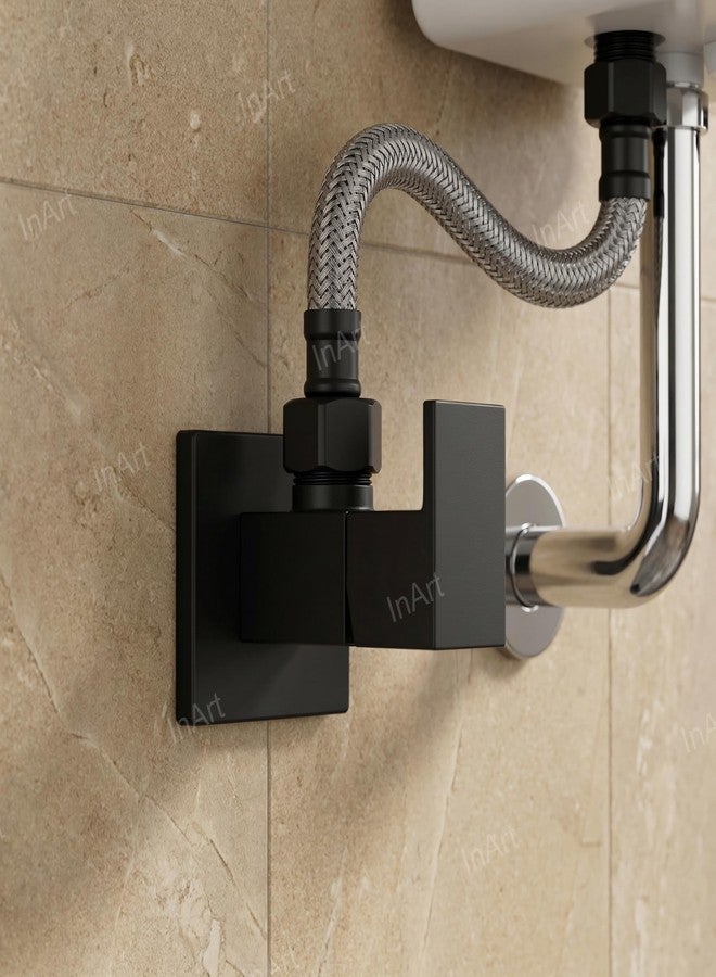InArt Wall Mounted Brass Angle Valve for Bathroom & Kitchen | Angle Stop Cock with Wall Flange | 80x40x48mm, Black Finish - 5 Year Warranty - Image 4