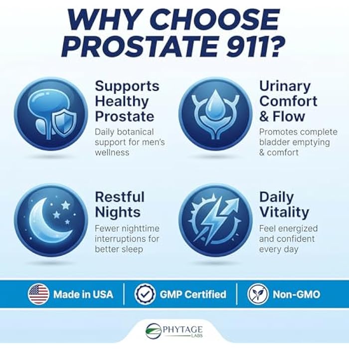 Phytage Labs Prostate 911 – Advanced Men’s Health Supplement – Saw Palmetto Prostate Support Formula with Pumpkin Seed & Nettle Root – Daily Urinary Comfort & Flow – 60 Capsules - Image 4