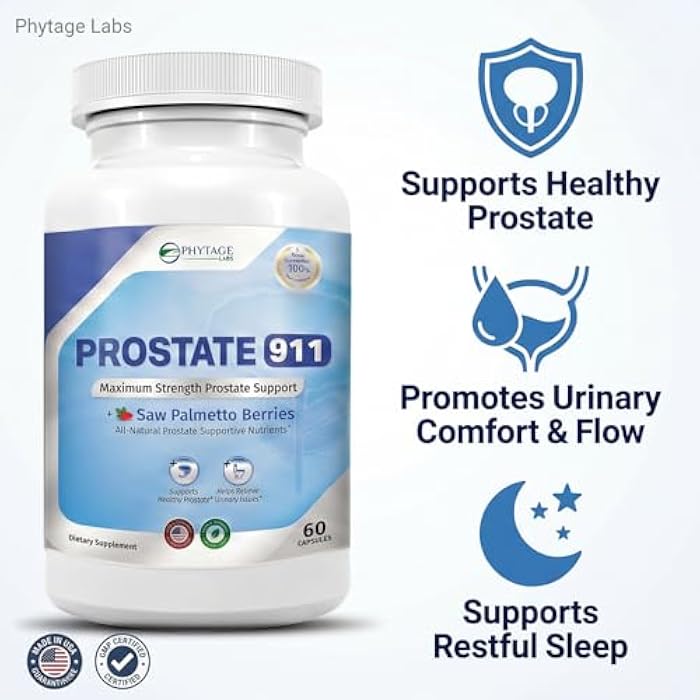 Phytage Labs Prostate 911 – Advanced Men’s Health Supplement – Saw Palmetto Prostate Support Formula with Pumpkin Seed & Nettle Root – Daily Urinary Comfort & Flow – 60 Capsules - Image 2