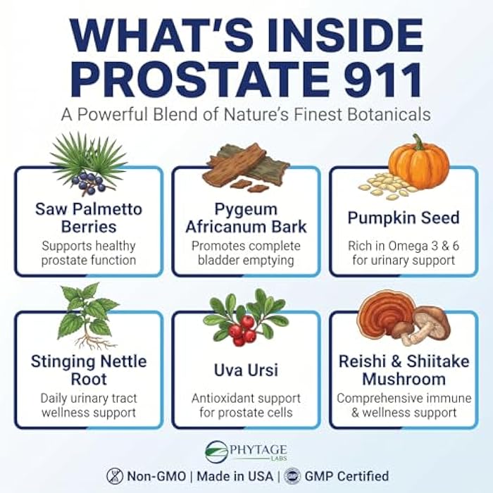 Phytage Labs Prostate 911 – Advanced Men’s Health Supplement – Saw Palmetto Prostate Support Formula with Pumpkin Seed & Nettle Root – Daily Urinary Comfort & Flow – 60 Capsules - Image 3