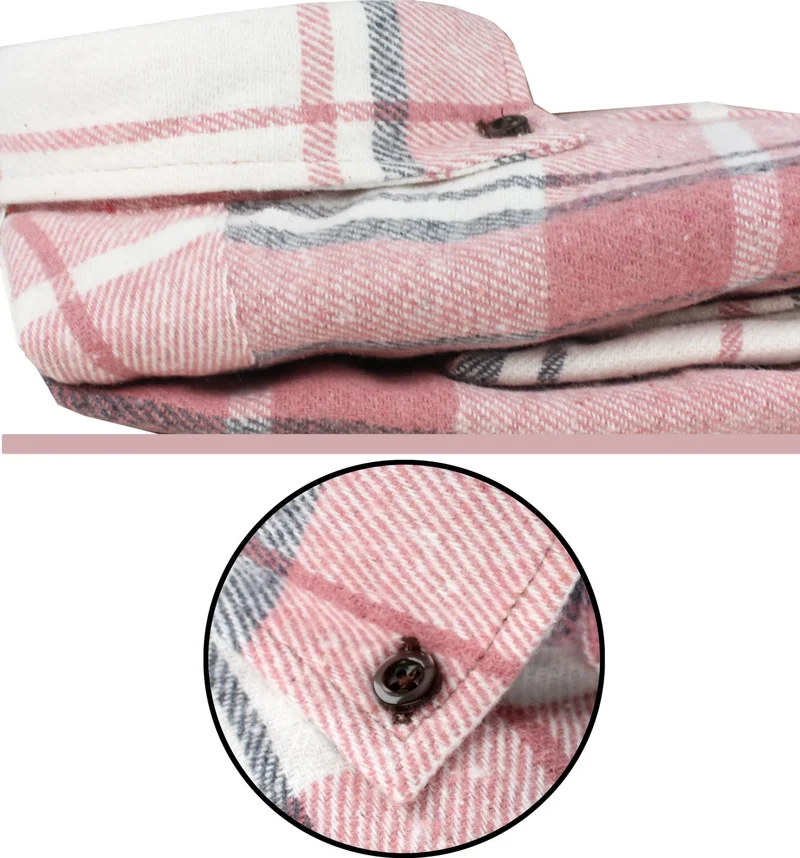 فاريتا Men's Pink Thick Winter Classic Wide Cut Lumberjack Shirt with Pockets