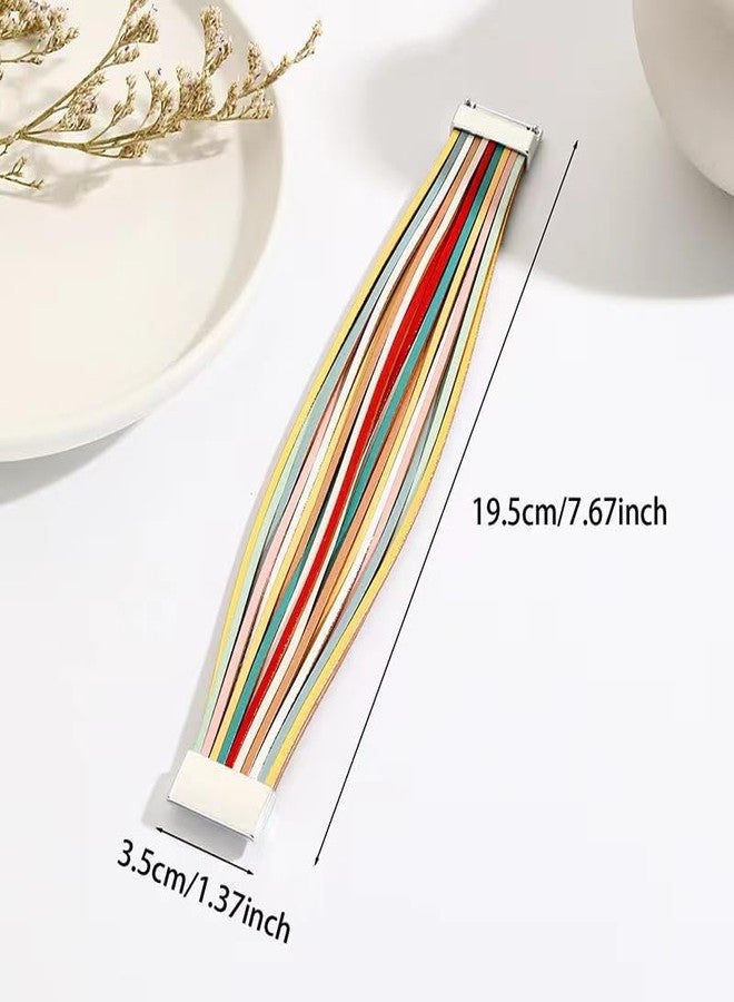KunBead Colorful Sparkly Leather Wrap Bracelets for Women Handmade Braided Multilayer Bracelet Wristband Cuff Bangle Boho Bohemian - Image 5
