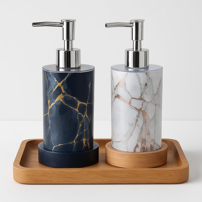 HARISTAR Liquid Soap Dispenser/Shampoo/Bottle Set with Pump for handwash in Bathroom, Kitchen Sink Chrome Finish top(Pack of 2) (Italyan Black White) - Image 4