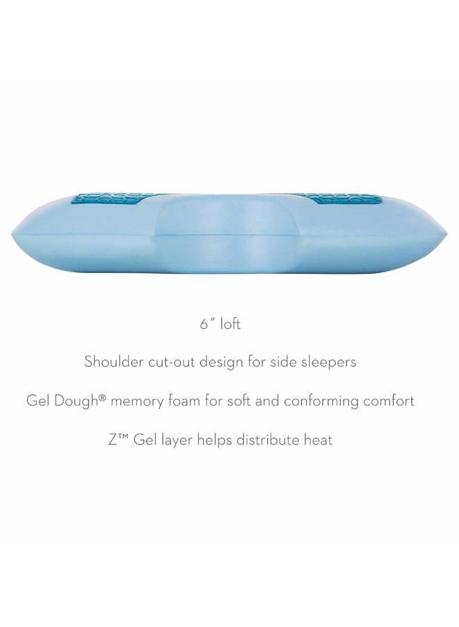 MALOUF Z Side Sleeper Shoulder Cutout Dough Memory Foam Pillow with Liquid Gel Layer-King, Blue - Image 3