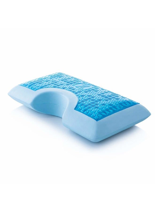 MALOUF Z Side Sleeper Shoulder Cutout Dough Memory Foam Pillow with Liquid Gel Layer-King, Blue - Image 4