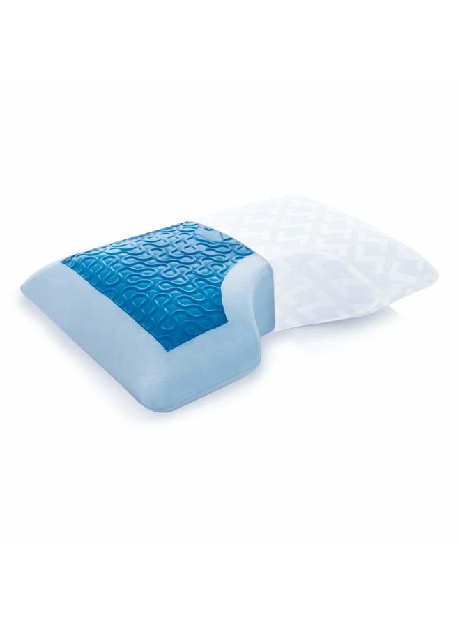 MALOUF Z Side Sleeper Shoulder Cutout Dough Memory Foam Pillow with Liquid Gel Layer-King, Blue - Image 1