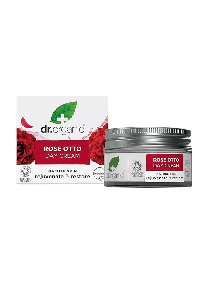 dr.organic Dr. Organic Rose Otto Day Cream, Rejuvenates & Restores Mature Skin, 50Ml  - Image 1