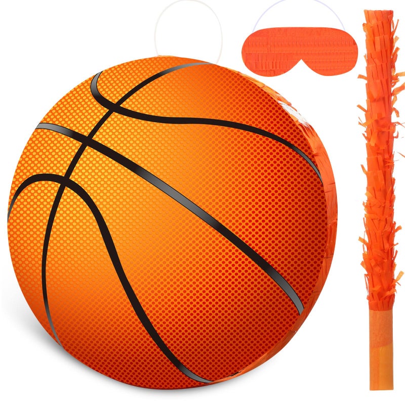 Capoda Basketball Piata Bundle with Blindfold Bat 13 x 13 x 3 Inch Basketball Theme Party Supplies for Adults Sports Birthday Gifts Party Decorations - Image 3