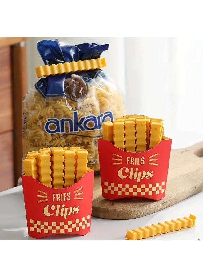 French fry-themed food bag sealing clips with storage holder; plastic clips for sealing pasta, baked goods, and snack bags, keeping food dry. - Image 3