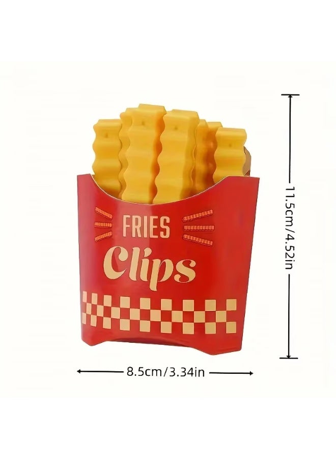 French fry-themed food bag sealing clips with storage holder; plastic clips for sealing pasta, baked goods, and snack bags, keeping food dry. - Image 4