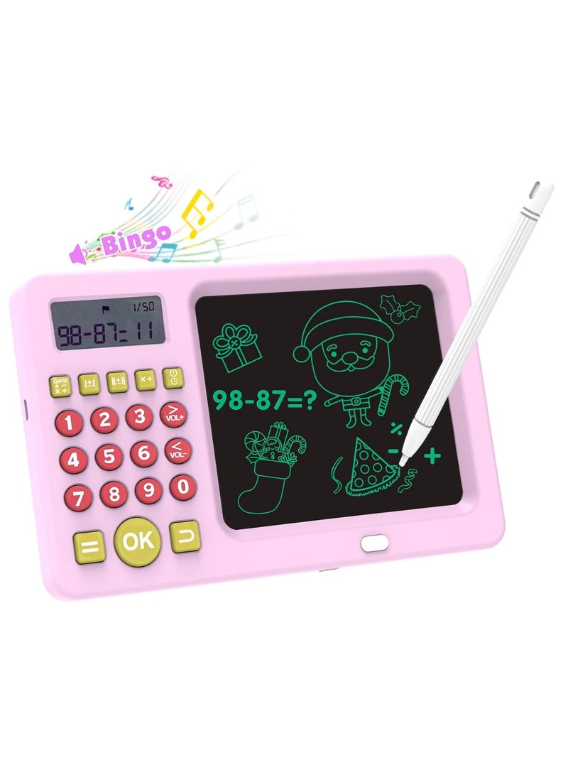 ELTRAZONE Electronic Math Game with LCD Writing Tablet for Age 6+ Kids , Addition, Subtraction, Multiplication&Division Math Games Gift for Boys & Girls Ages 6+（Pink） Brand: Pussan - Image 1