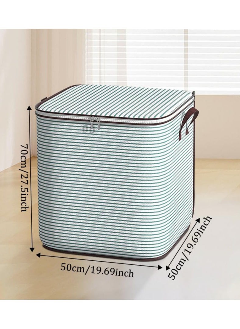 2 Pcs Storage Bags Dust Proof Foldable Closet Organizers Storage Containers with Handle Storage Containers for Bedding Comforters(Green)