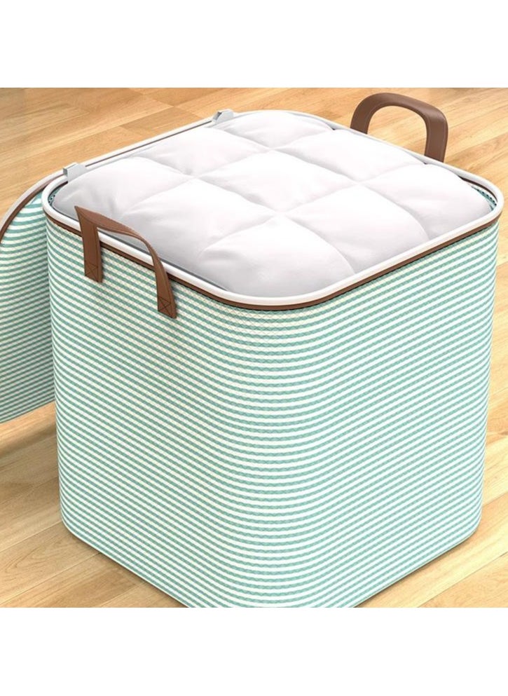 2 Pcs Storage Bags Dust Proof Foldable Closet Organizers Storage Containers with Handle Storage Containers for Bedding Comforters(Green)