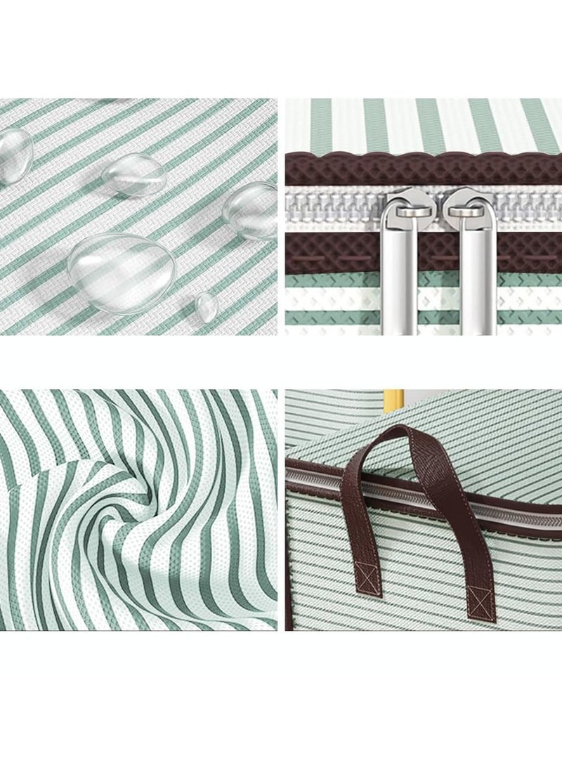 2 Pcs Storage Bags Dust Proof Foldable Closet Organizers Storage Containers with Handle Storage Containers for Bedding Comforters(Green)