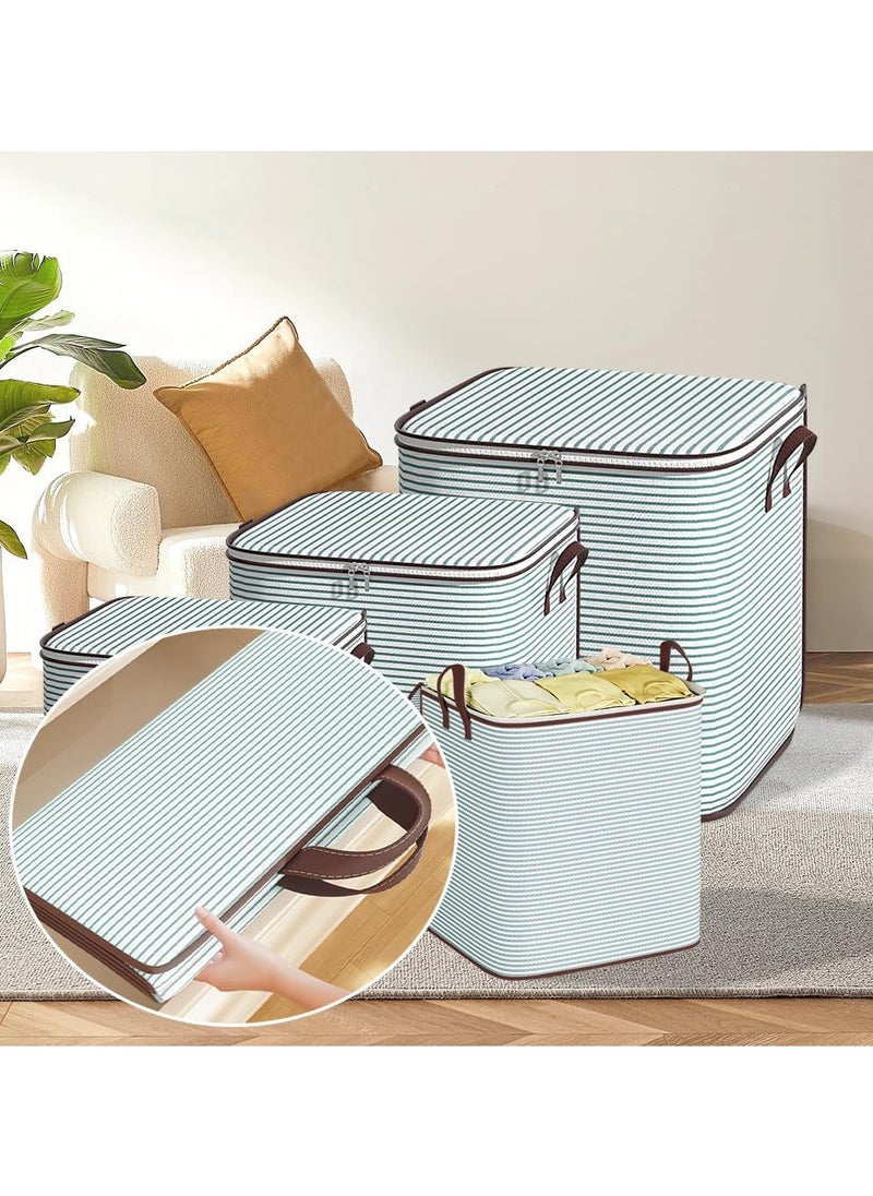 2 Pcs Storage Bags Dust Proof Foldable Closet Organizers Storage Containers with Handle Storage Containers for Bedding Comforters(Green)