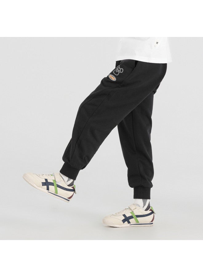 BOY S Hooded Pants With Fun Bear Print, Spring/autumn 2025 New Style, Soft And Comfortable Casual Trousers For Kids - Image 3