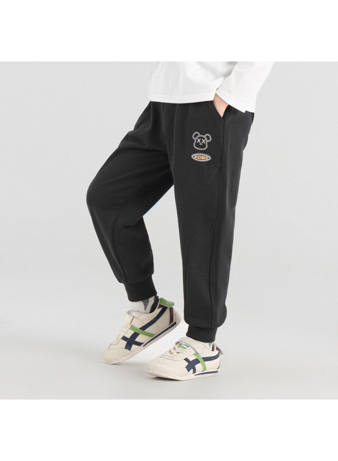 BOY S Hooded Pants With Fun Bear Print, Spring/autumn 2025 New Style, Soft And Comfortable Casual Trousers For Kids - Image 5