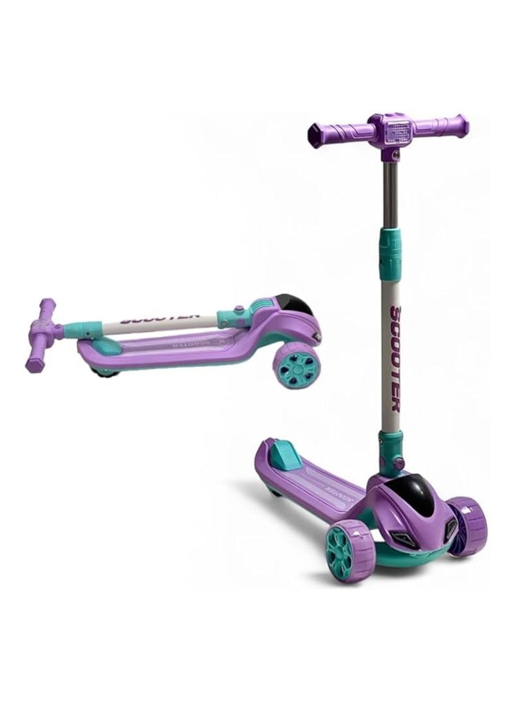 البدر سكوتر دفع من البدر، سكوتر اوربان من بلاستيك PVC، عجلات سكوتر بارتفاع قابل للتعديل مع سطح غير قابل للانزلاق، سكوتر قابل للطي مع فرامل خلفية، سكوتر يدوي للاطفال بعمر 3-9 سنوات - Image 1