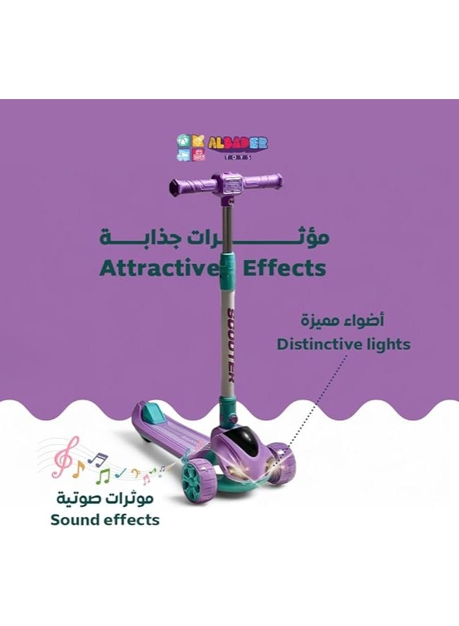 البدر سكوتر دفع من البدر، سكوتر اوربان من بلاستيك PVC، عجلات سكوتر بارتفاع قابل للتعديل مع سطح غير قابل للانزلاق، سكوتر قابل للطي مع فرامل خلفية، سكوتر يدوي للاطفال بعمر 3-9 سنوات - Image 2