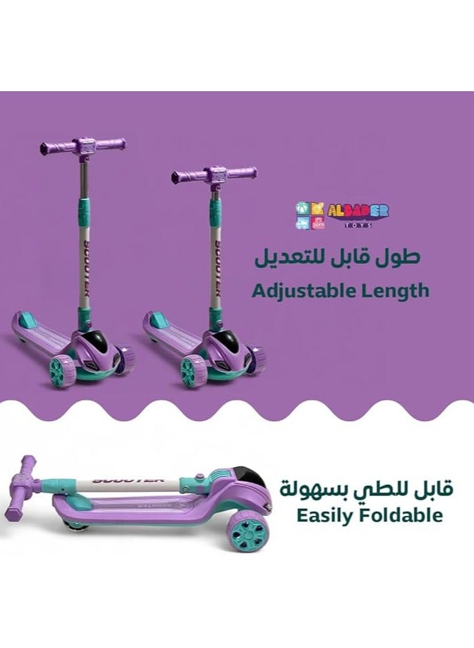 البدر سكوتر دفع من البدر، سكوتر اوربان من بلاستيك PVC، عجلات سكوتر بارتفاع قابل للتعديل مع سطح غير قابل للانزلاق، سكوتر قابل للطي مع فرامل خلفية، سكوتر يدوي للاطفال بعمر 3-9 سنوات - Image 3