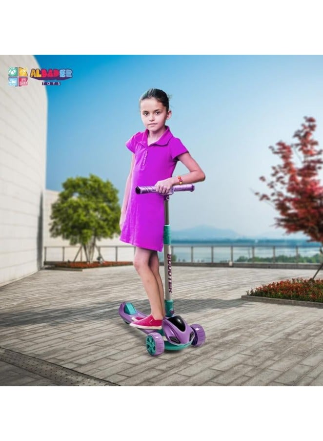 البدر سكوتر دفع من البدر، سكوتر اوربان من بلاستيك PVC، عجلات سكوتر بارتفاع قابل للتعديل مع سطح غير قابل للانزلاق، سكوتر قابل للطي مع فرامل خلفية، سكوتر يدوي للاطفال بعمر 3-9 سنوات - Image 5