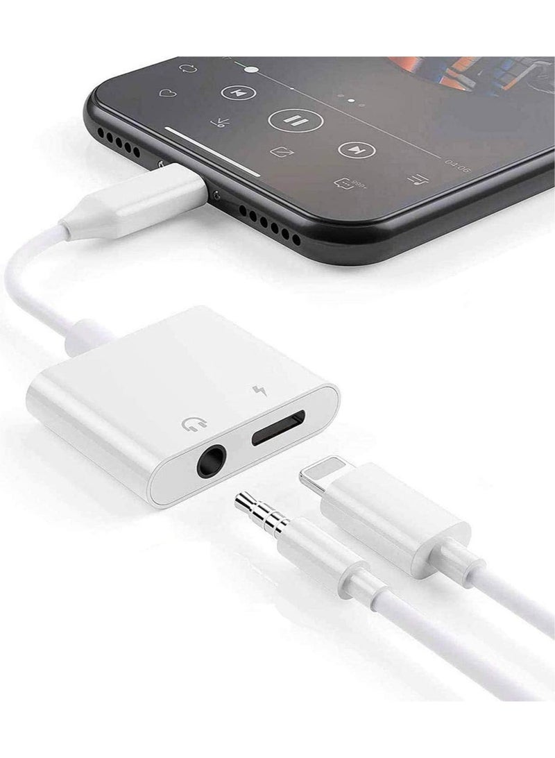 iPhone Headphones Adapter, Apple MFi Certified 2 in 1 Lightning to 3.5 mm Headphone Jack Adapter Dual Ports Dongle Charger Jack & AUX Audio 3.5mm Earphone Accessory for iPhone 12/11/X/XS - Image 1