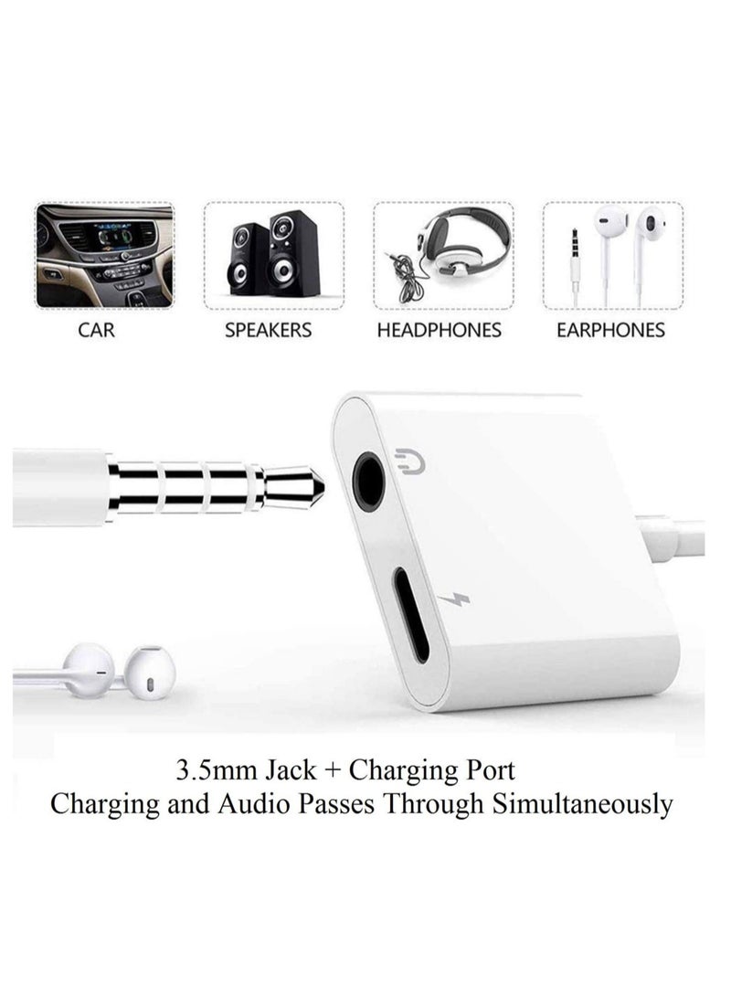 iPhone Headphones Adapter, Apple MFi Certified 2 in 1 Lightning to 3.5 mm Headphone Jack Adapter Dual Ports Dongle Charger Jack & AUX Audio 3.5mm Earphone Accessory for iPhone 12/11/X/XS - Image 3