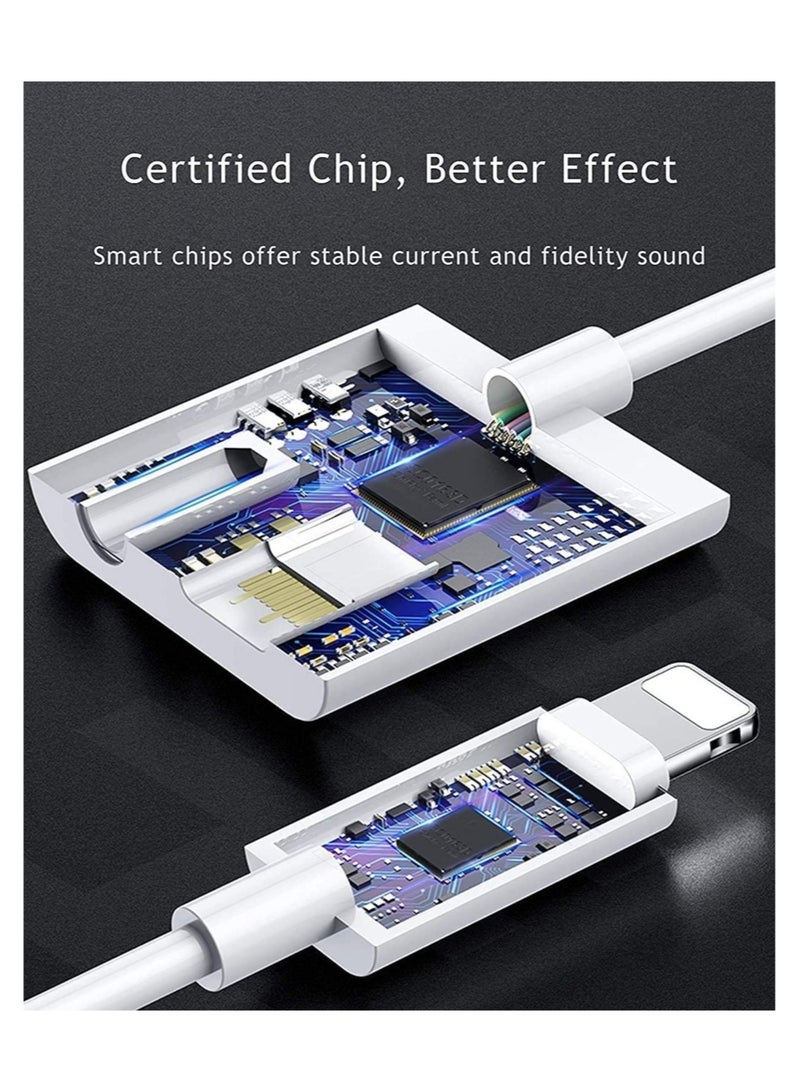 iPhone Headphones Adapter, Apple MFi Certified 2 in 1 Lightning to 3.5 mm Headphone Jack Adapter Dual Ports Dongle Charger Jack & AUX Audio 3.5mm Earphone Accessory for iPhone 12/11/X/XS - Image 2