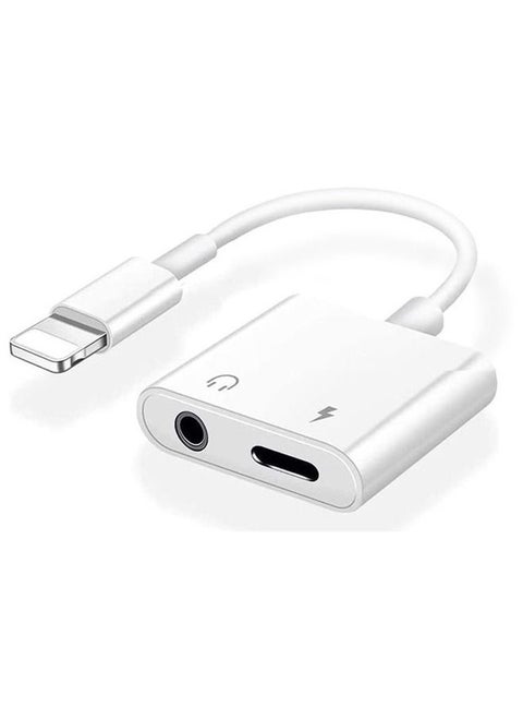 1 Pack Headphone Adapter for iPhone 2 in 1 Lightning to 3.5mm AUX Audio Charger Splitter Compatible with iPhone 14/13/12/11/XS/XR/X 8/iPad Support All iOS System
