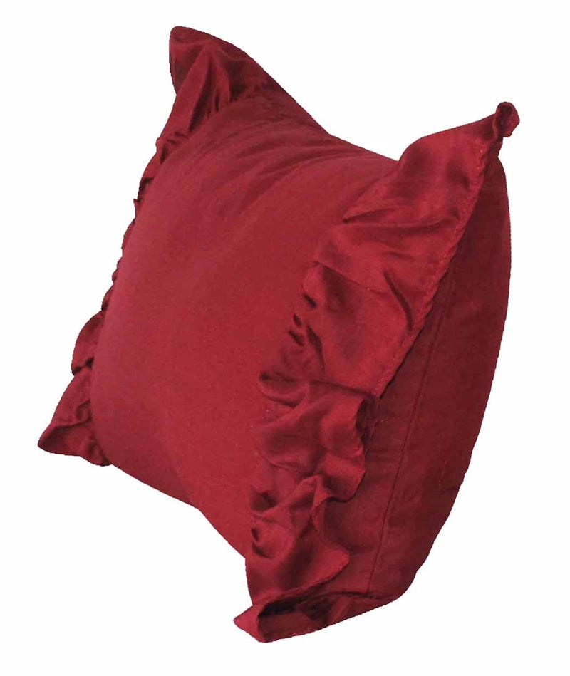 Dekor World 2 Piece Regular Cotton Ruffle Collection Pillow Cover (Maroon, 18x27 inches or 45x70 cm)-for Living Room and Bedroom - Image 2