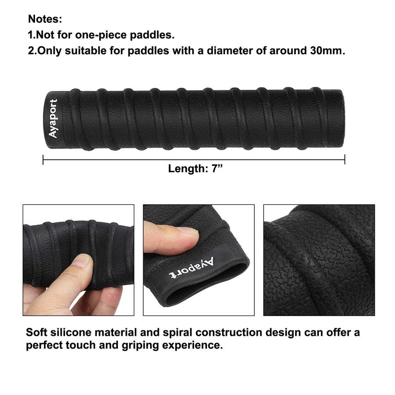 Ayaport Kayak Paddle Grips Non-Slip Silicone Wraps Blister Prevention Kayaking Accessories for Take-Apart Paddles (Black) - Image 3