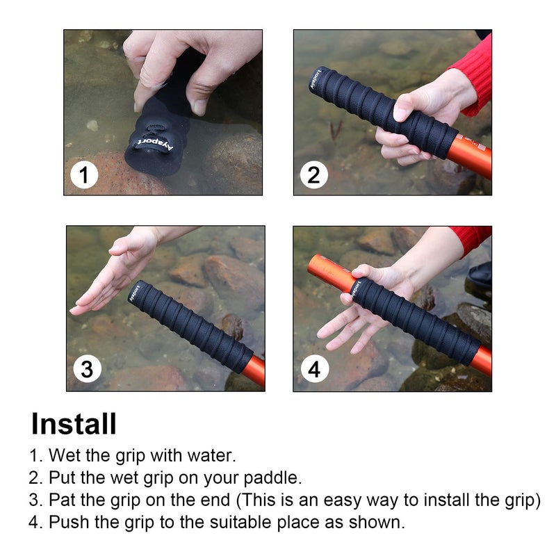 Ayaport Kayak Paddle Grips Non-Slip Silicone Wraps Blister Prevention Kayaking Accessories for Take-Apart Paddles (Black) - Image 4