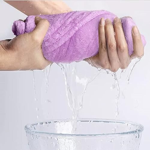 MAXOSHINE Hair Towel Wrap for Women-Quick Drying Microfiber Towel for Hair with Elastic Loop for Tying-Super Absorbent Head Towels Wrap for Ladies Hair Turban (Pack of 1-Purple) - Image 3